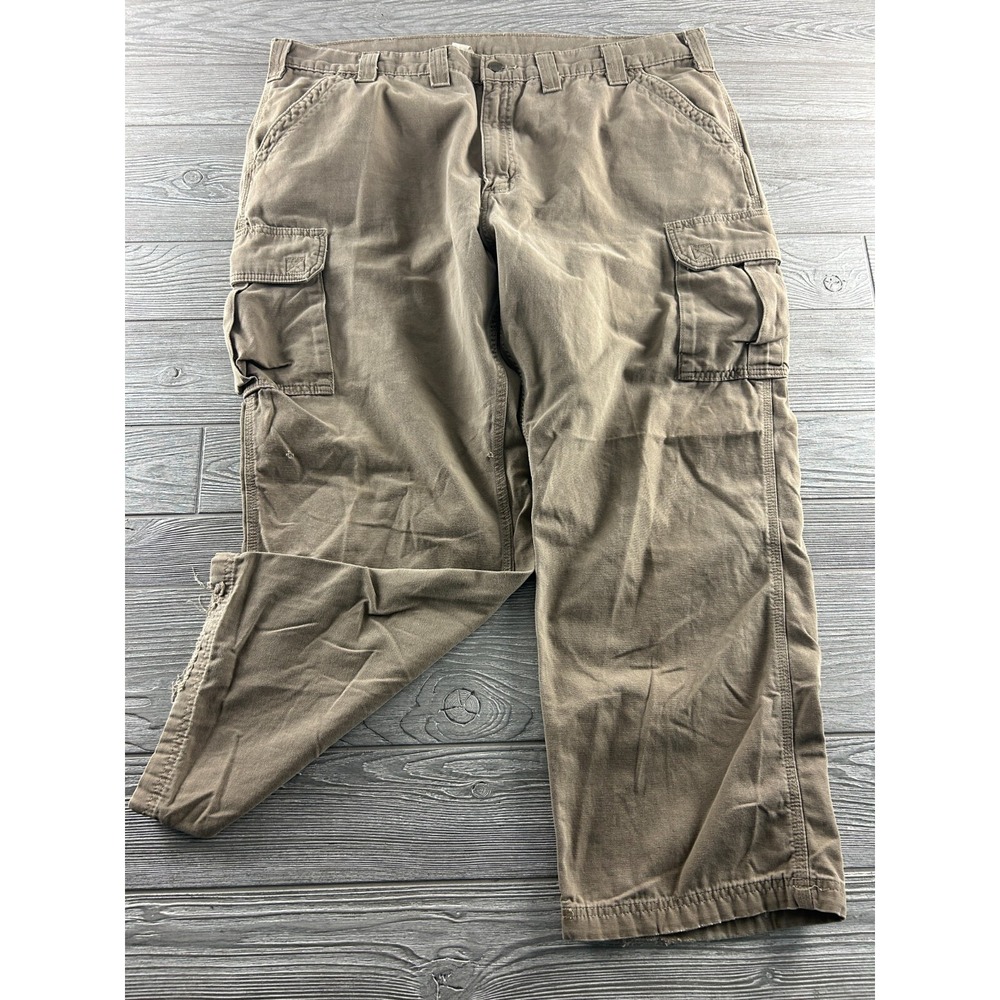 Carhartt Mens Brown Carpenter Pants Dungaree Fit Cargo Pockets 38x28 Vintage